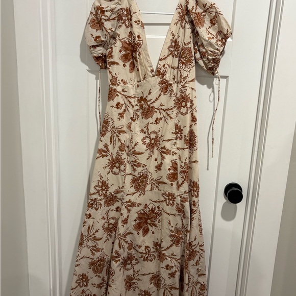 Abercrombie & Fitch Cream Maxi Dress with Brown Floral Print - Picture 2 of 4